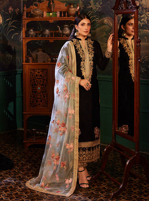 ZARA JAHAN 7011 - ZC Embroidered Velvet Dress
