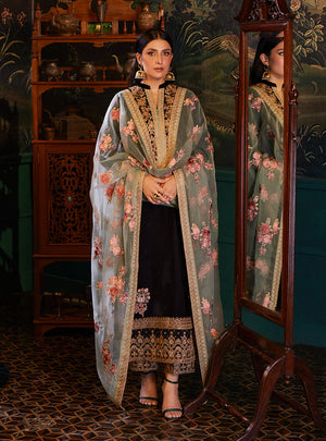 ZARA JAHAN 7011 - ZC Embroidered Velvet Dress