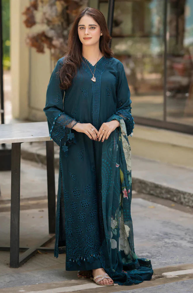 Mushq - 3PC Lawn ChickenKari Embroidered Suit - D-588