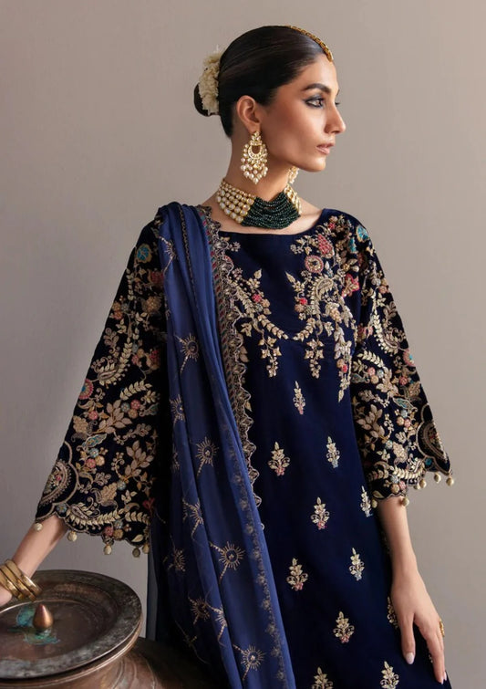 ZARA JAHAN 981-3Piece Embroidered Velvet Dress