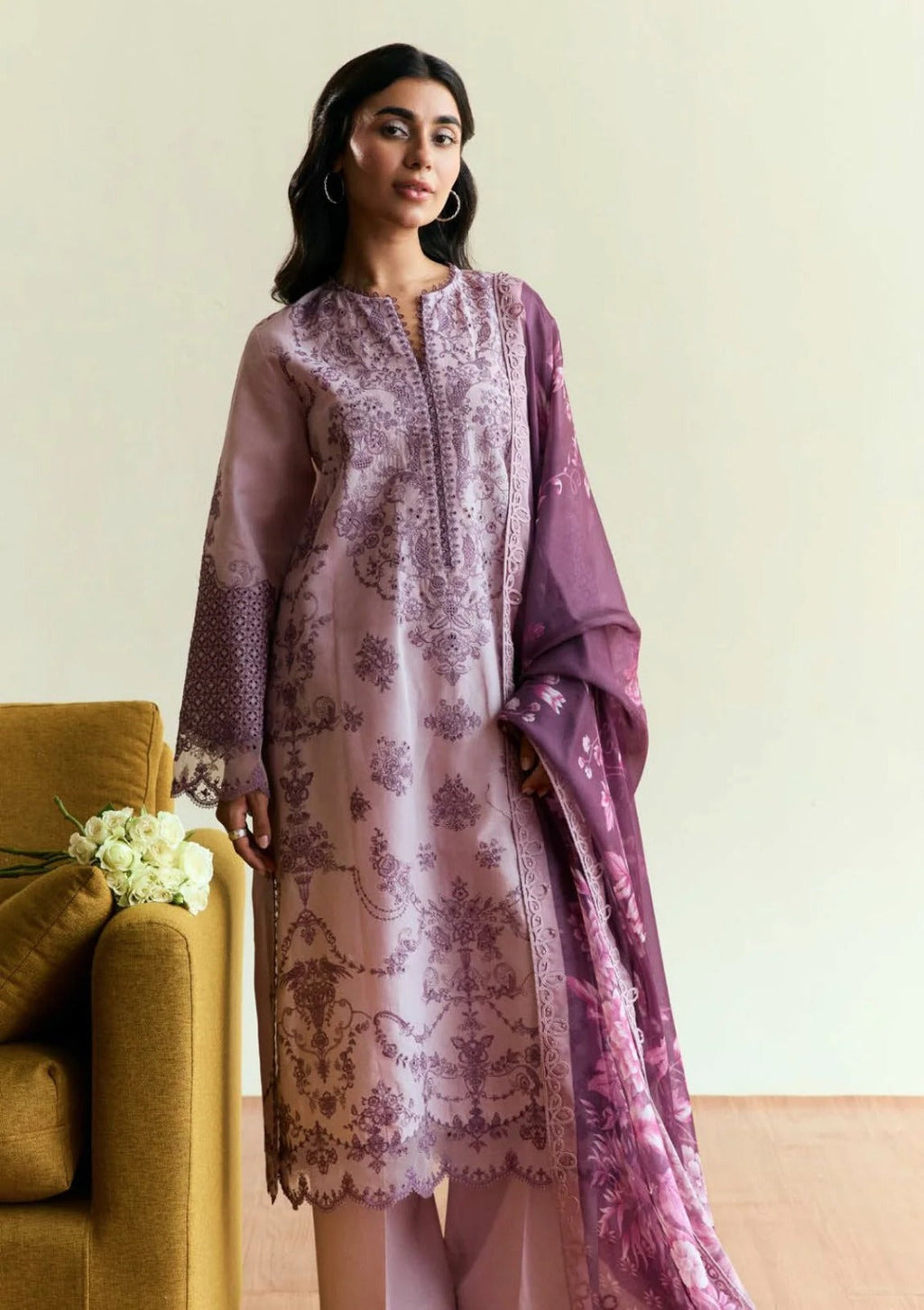 Dhanak 3-Piece Embroidered Dress D-1577