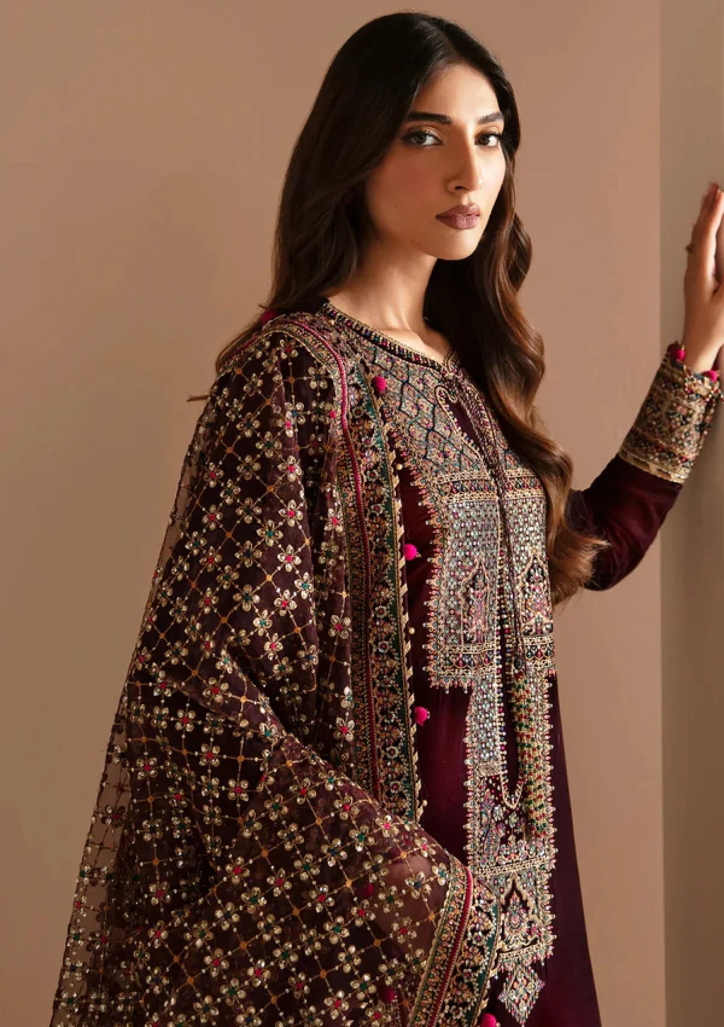 ZARA JAHAN 7010 - JZ Embroidered Velvet 3-Piece Dress