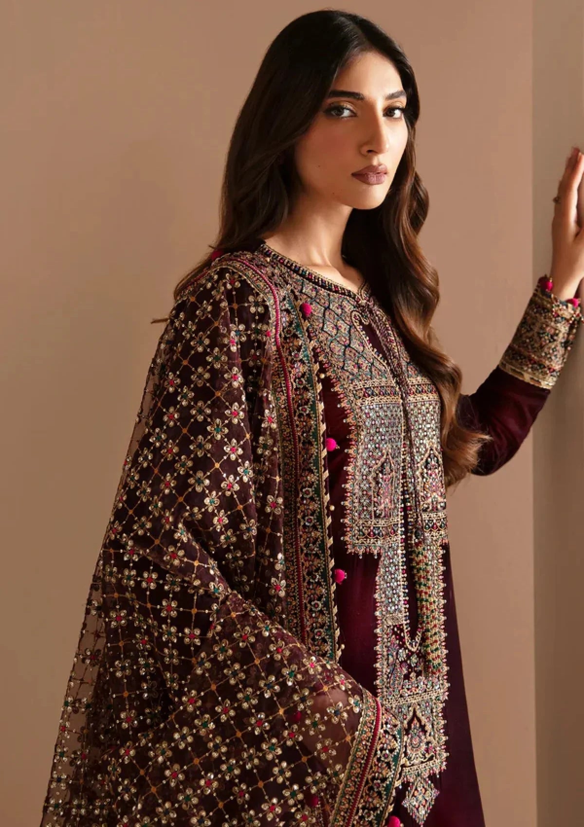 ZARA JAHAN 7010 - JZ Embroidered Velvet 3-Piece Dress
