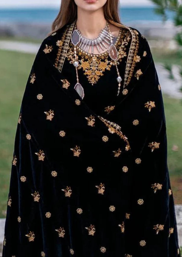 ZARA JAHAN 303 - Embroidered Velvet 3-Piece Dress with Velvet Shawl