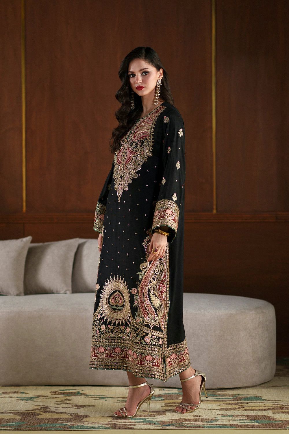 Zara Jahan- KAAFTAN STYLE Shamooz Silk 3pc Suit Dress D-808