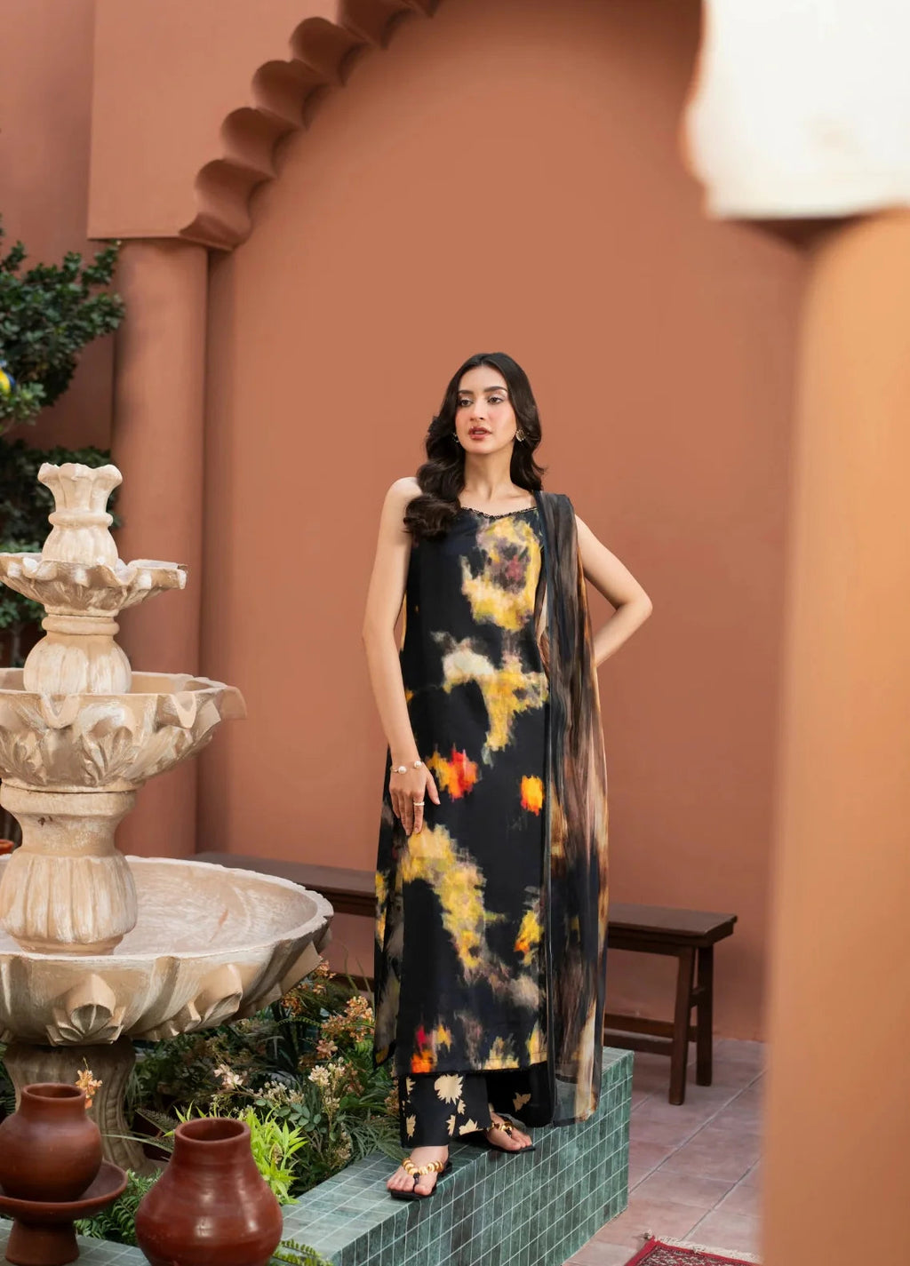 Silk 3-Piece Printed Dress D-155