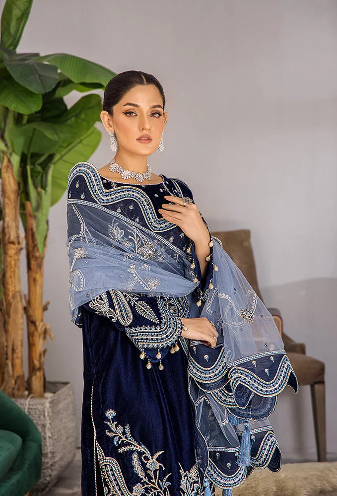 ZARA JAHAN 738 - Embroidered Velvet Dress with Embroidered Dupatta