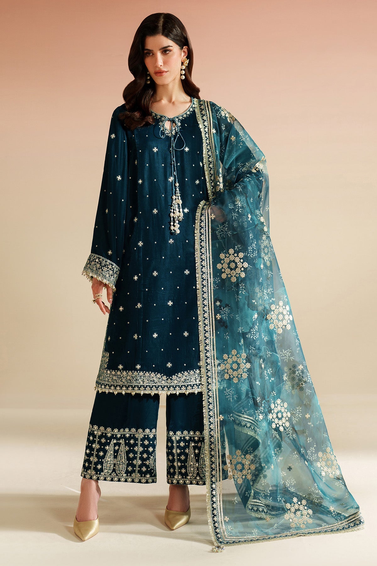ZARA JAHAN 7009 - JZ Embroidered Velvet 3-Piece Dress