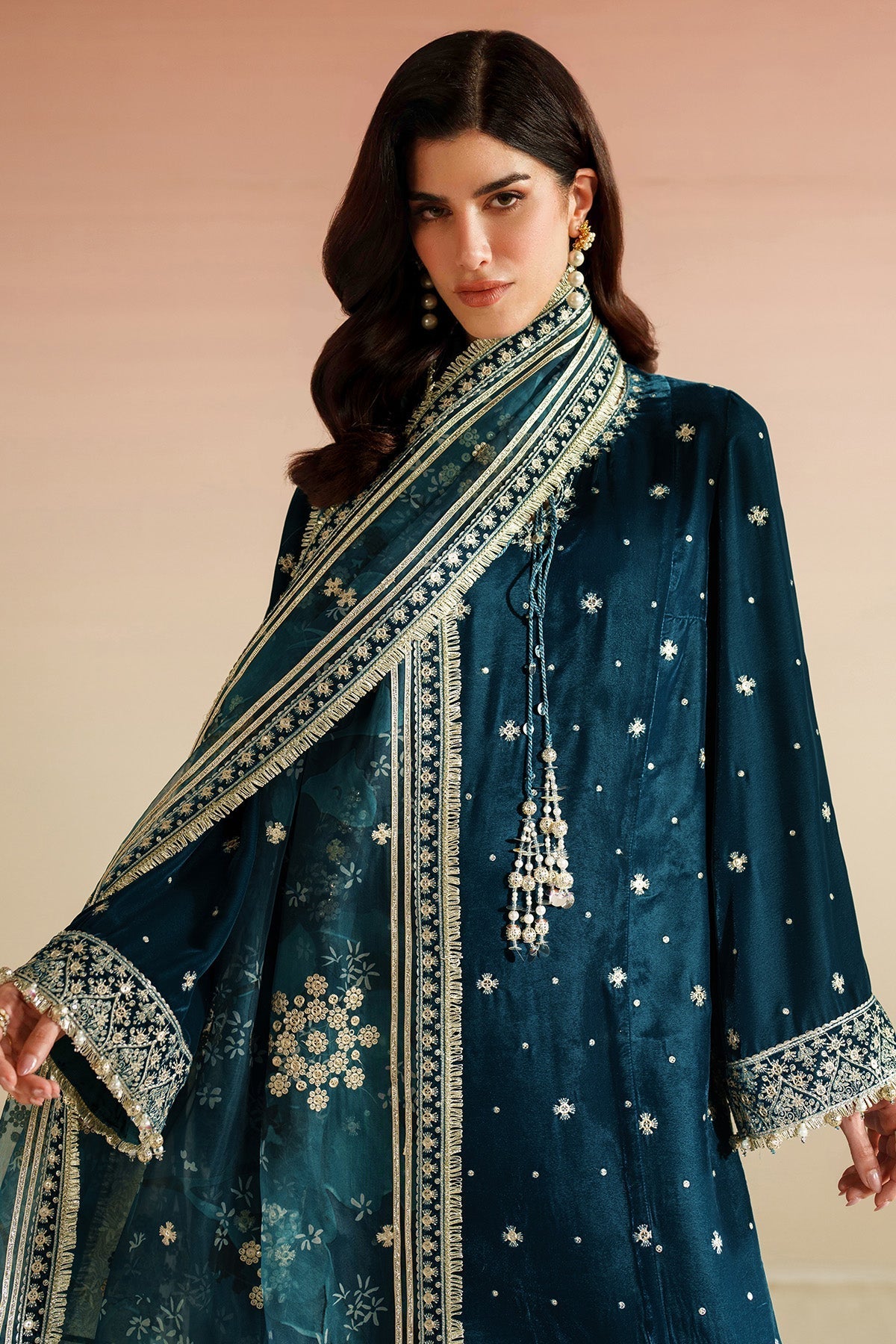 ZARA JAHAN 7009 - JZ Embroidered Velvet 3-Piece Dress