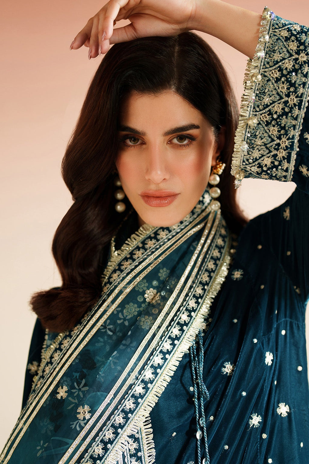 ZARA JAHAN 7009 - JZ Embroidered Velvet 3-Piece Dress