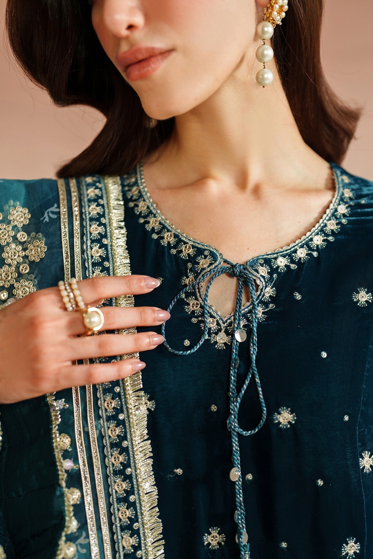 ZARA JAHAN 7009 - JZ Embroidered Velvet 3-Piece Dress