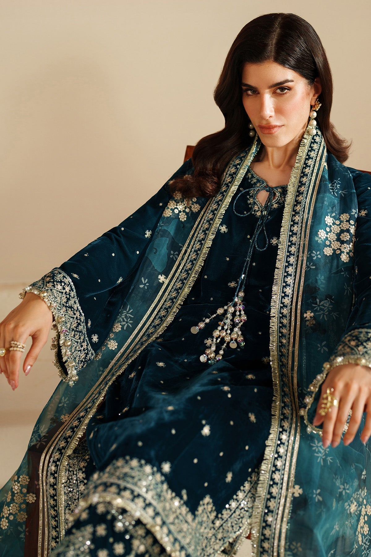 ZARA JAHAN 7009 - JZ Embroidered Velvet 3-Piece Dress