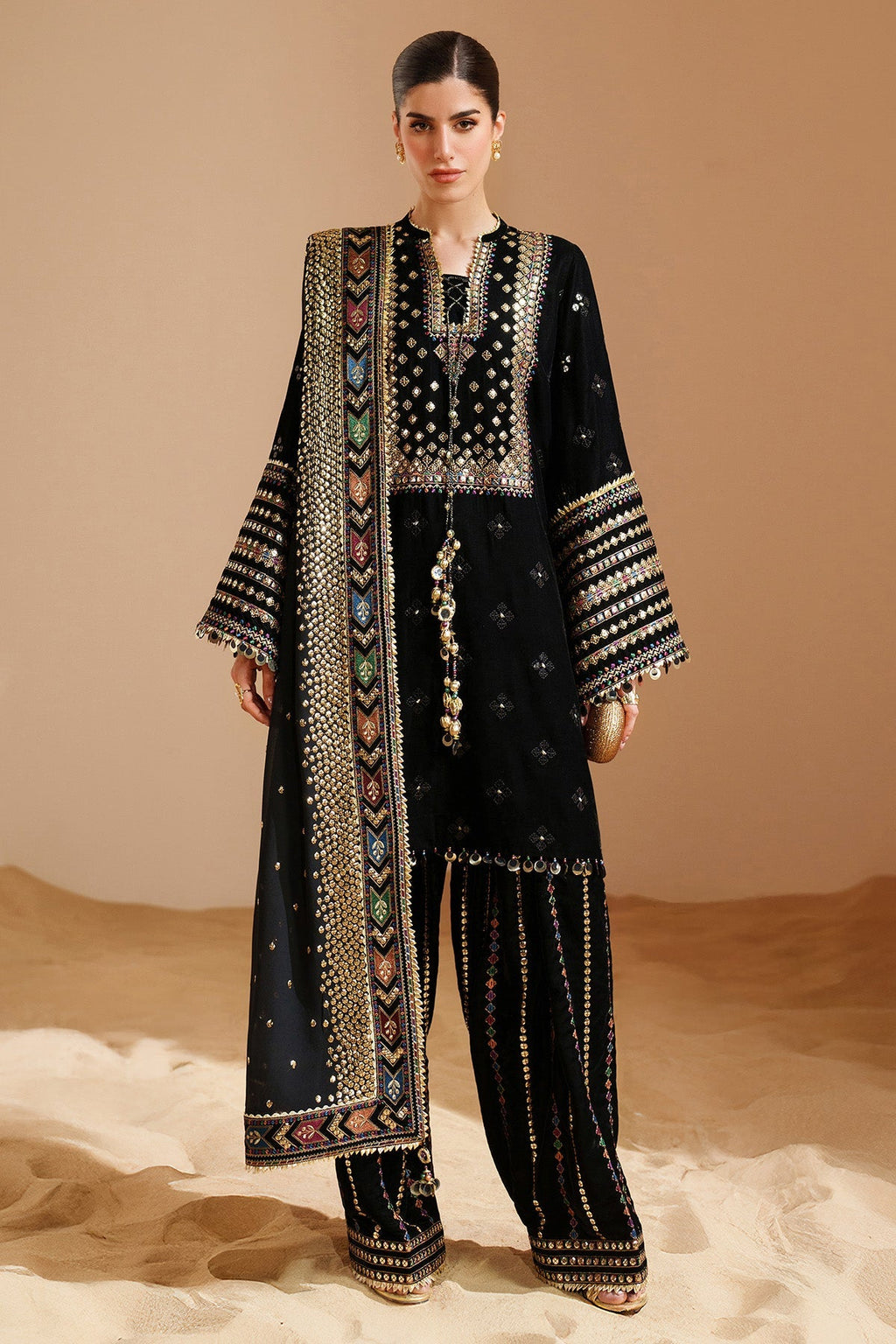 ZARA JAHAN 7008 - JZ Embroidered Velvet 3-Piece Dress