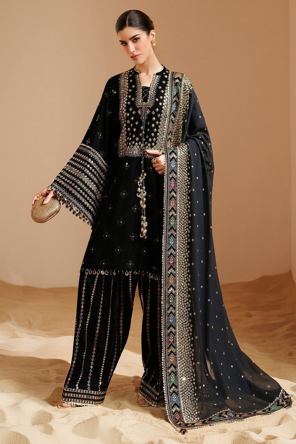 ZARA JAHAN 7008 - JZ Embroidered Velvet 3-Piece Dress