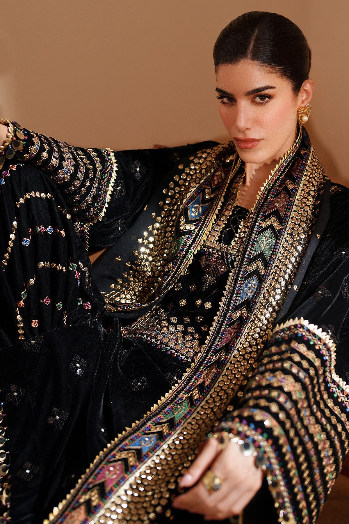 ZARA JAHAN 7008 - JZ Embroidered Velvet 3-Piece Dress