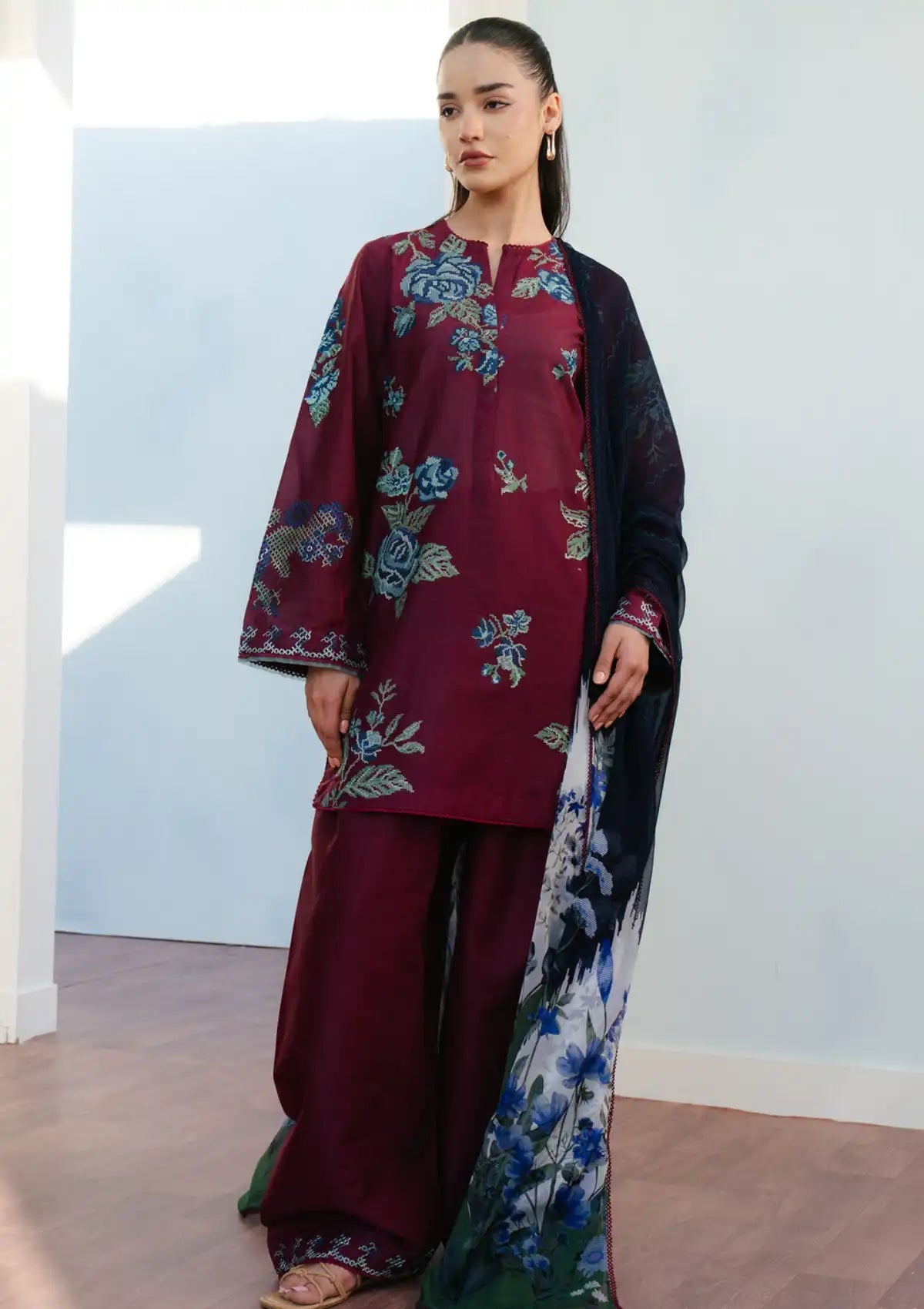 Baroque - 3PC Lawn Embroidered Suit - 603