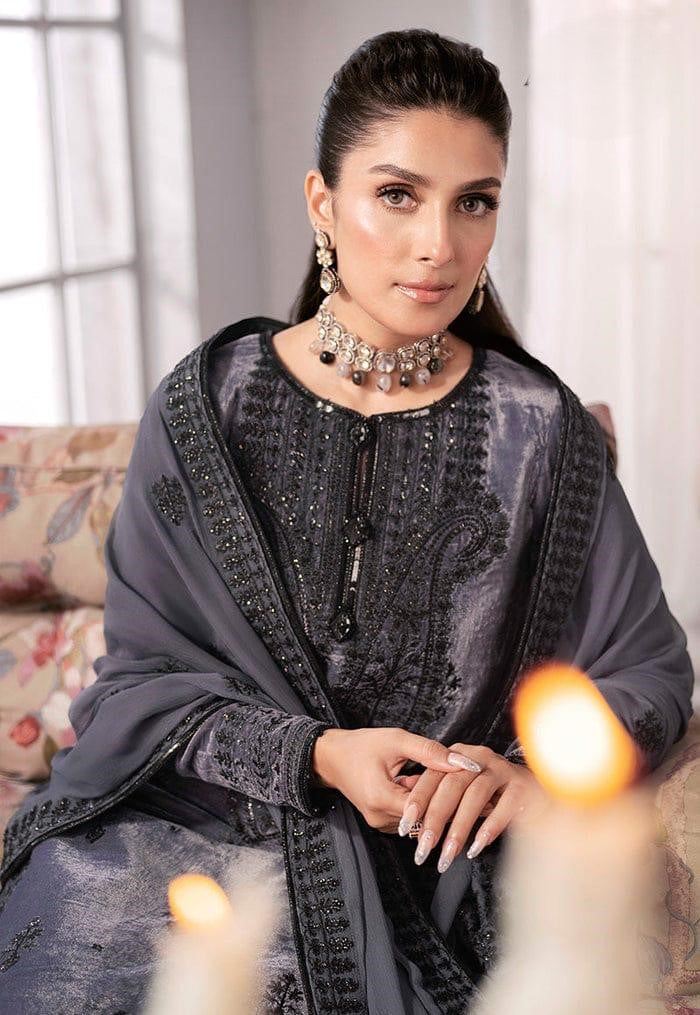 ZARA JAHAN 306 - Embroidered Velvet Dress with Pure Chiffon Embroidered Dupatta