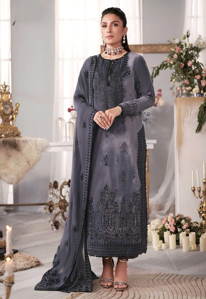 ZARA JAHAN 306 - Embroidered Velvet Dress with Pure Chiffon Embroidered Dupatta