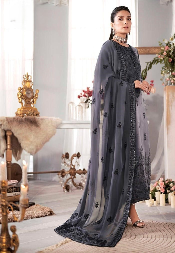 ZARA JAHAN 306 - Embroidered Velvet Dress with Pure Chiffon Embroidered Dupatta