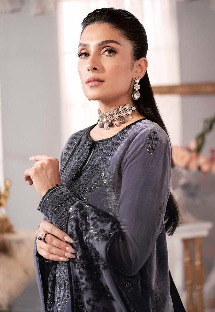 ZARA JAHAN 306 - Embroidered Velvet Dress with Pure Chiffon Embroidered Dupatta