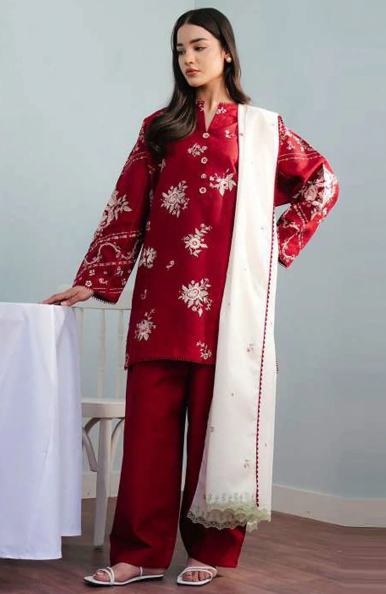 Baroque - 3PC Lawn Embroidered Suit - 602