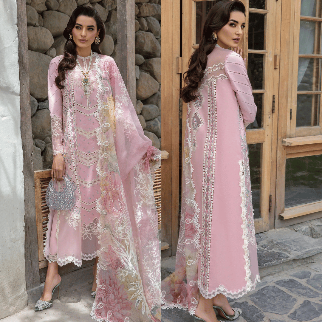 Crimson - 3PC Lawn Chikenkari Embroidered Shirt - 599