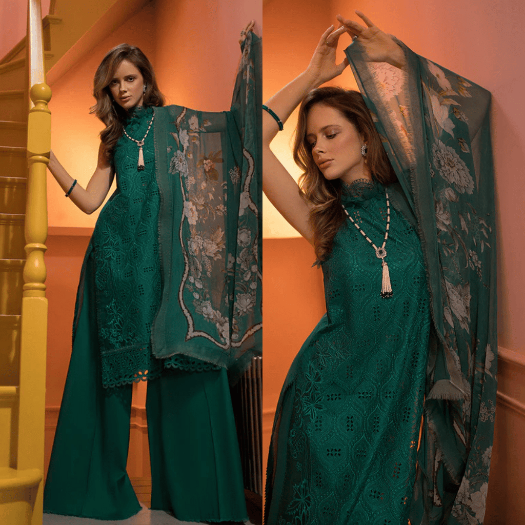 SOBIA NAZIR - 3PC LAWN HEAVY CHIKENKARI EMBROIDERED SUIT - D 1040