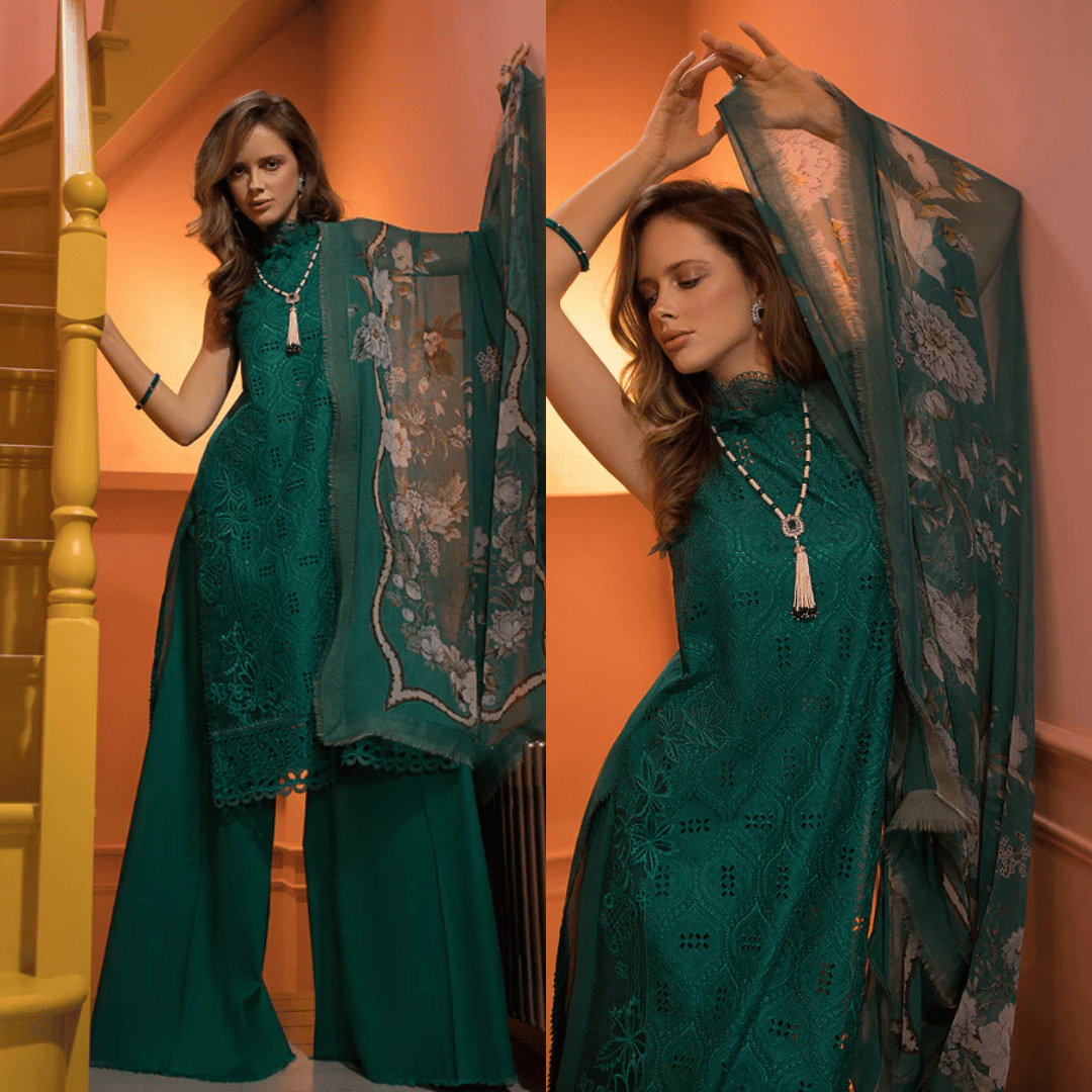 SOBIA NAZIR - 3PC LAWN HEAVY CHIKENKARI EMBROIDERED SUIT - D 1040