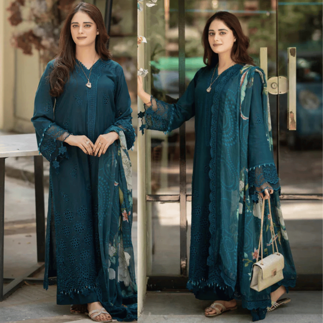 Mushq - 3PC Lawn ChickenKari Embroidered Suit - D-588