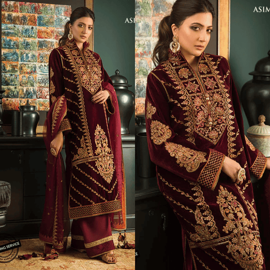 ZARA JAHAN 977- 3piece suit Embroidered Velvet