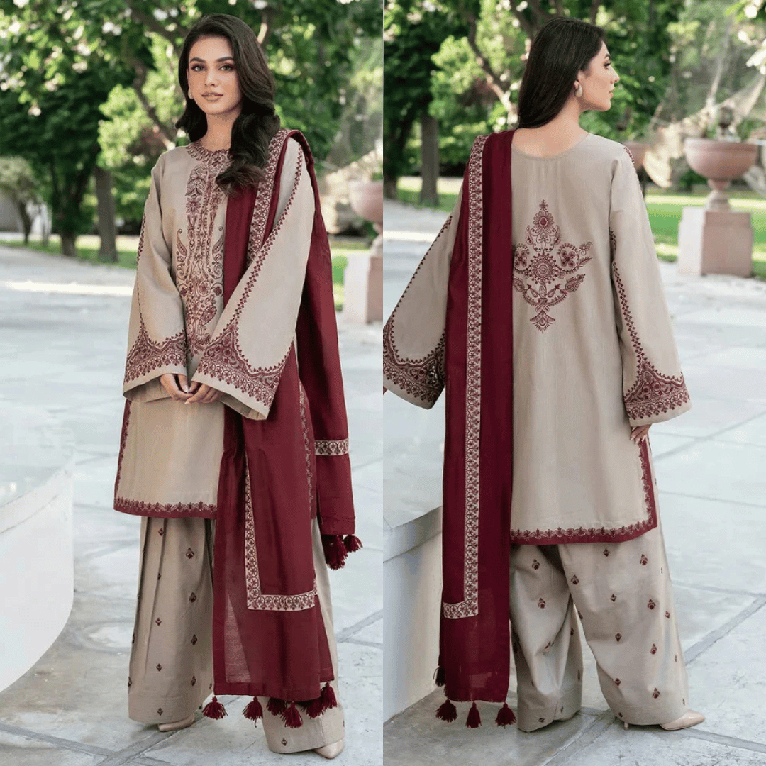 Baroque - 3PC Lawn Embroidered Suit - 554