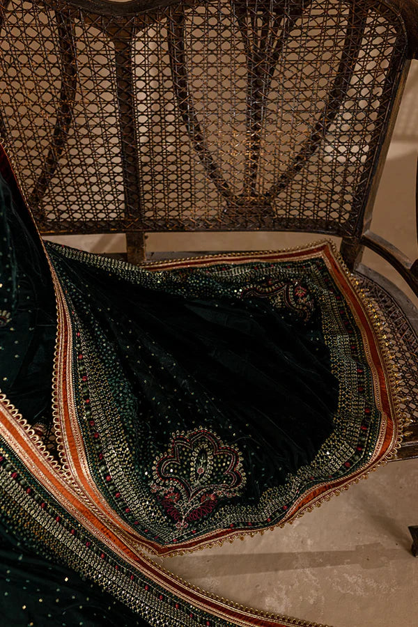 ZARA JAHAN 974-3piece Embroidered Velvet Dress