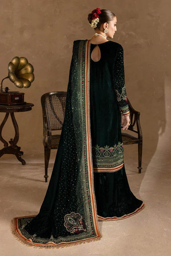 ZARA JAHAN 974-3piece Embroidered Velvet Dress