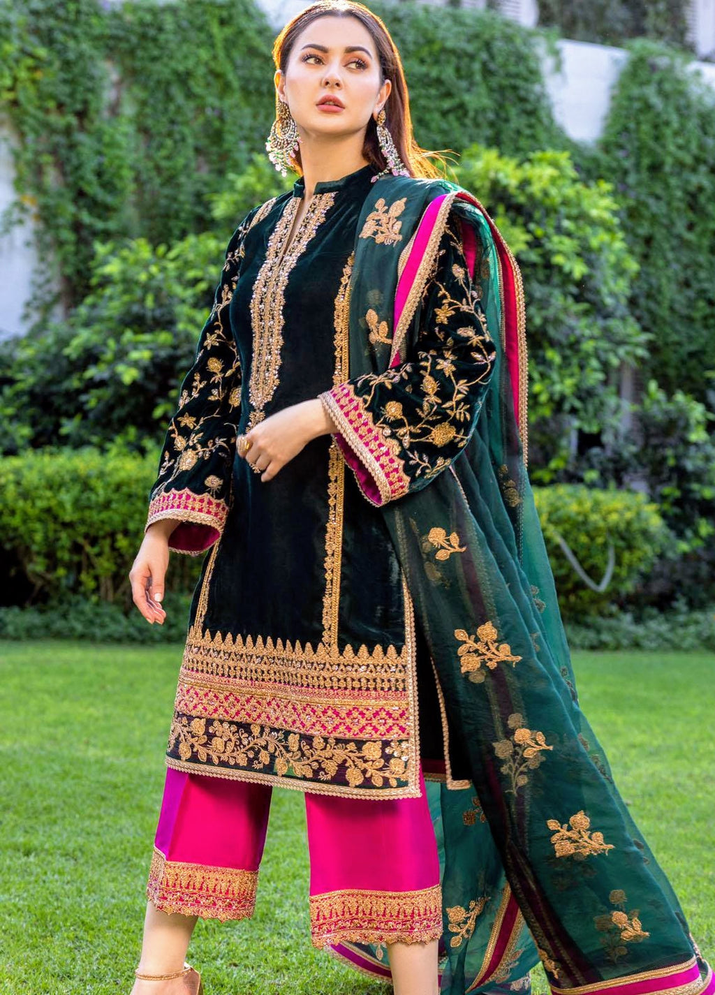 ZARA JAHAN 736 Embroidered Velvet Dress