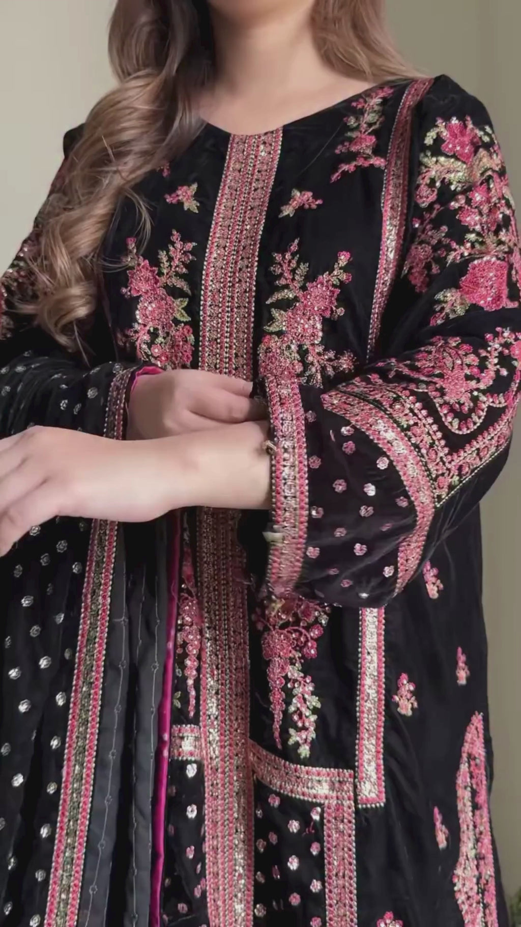 ZARA JAHAN 7007 - Embroidered Velvet Dress with Embroidered Dupatta