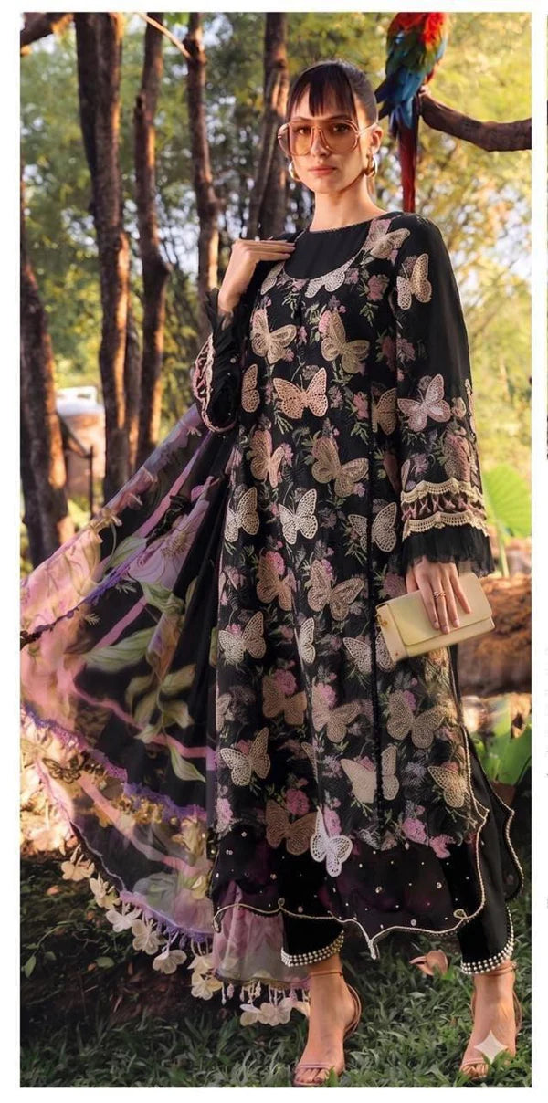Zara Jahan- Lawn Digital Print 3pc suit Emb Patches D-1048