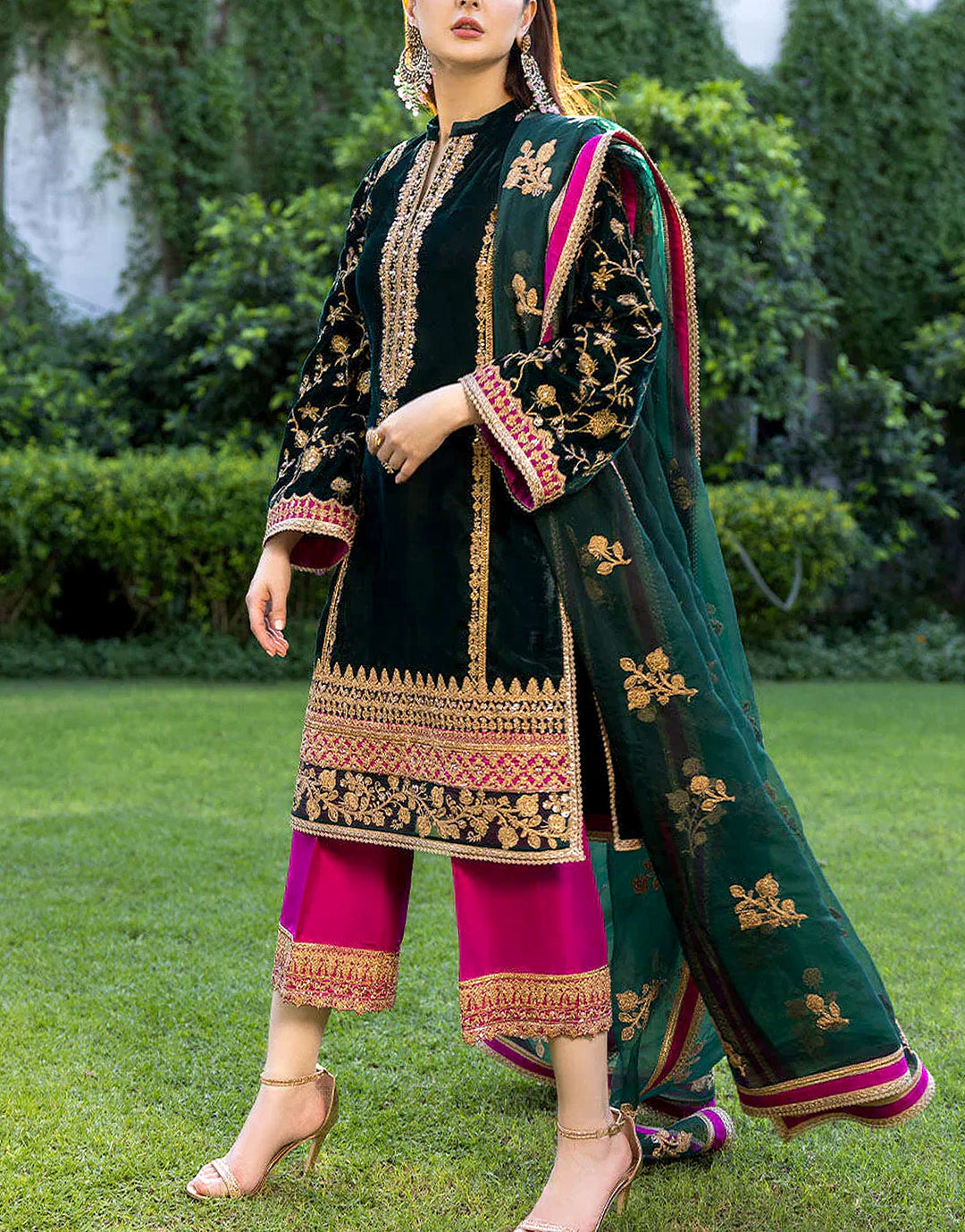 ZARA JAHAN 736 Embroidered Velvet Dress