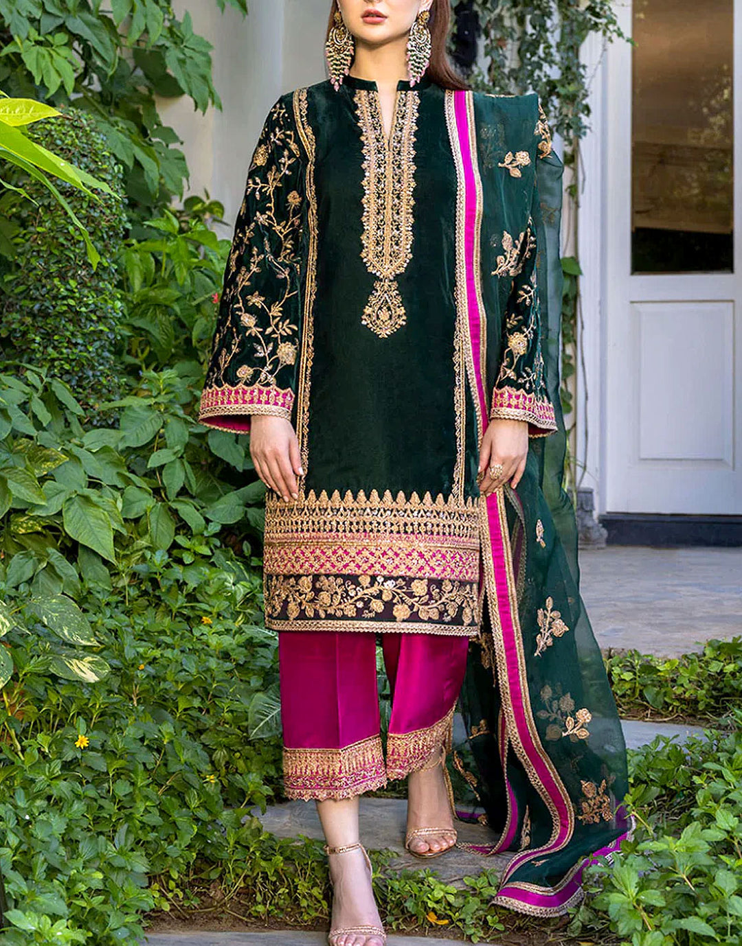 ZARA JAHAN 736 Embroidered Velvet Dress
