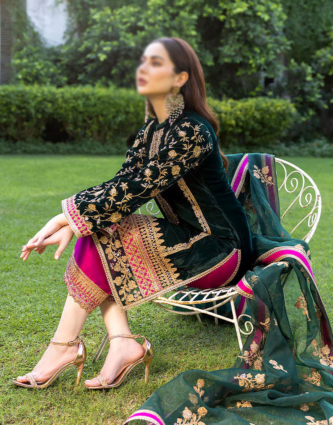ZARA JAHAN 736 Embroidered Velvet Dress