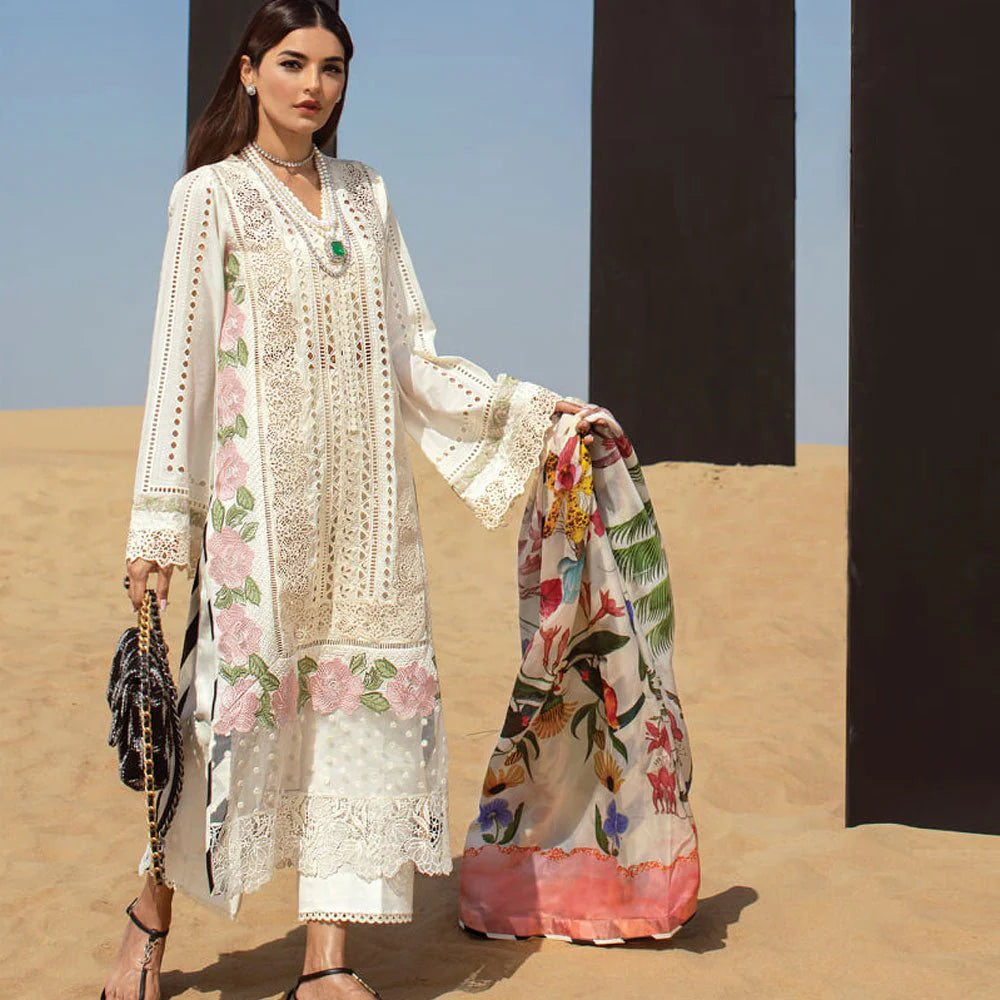 Crimson - 3PC LAWN HEAVY CHIKENKARI EMBROIDERED SUIT - 590