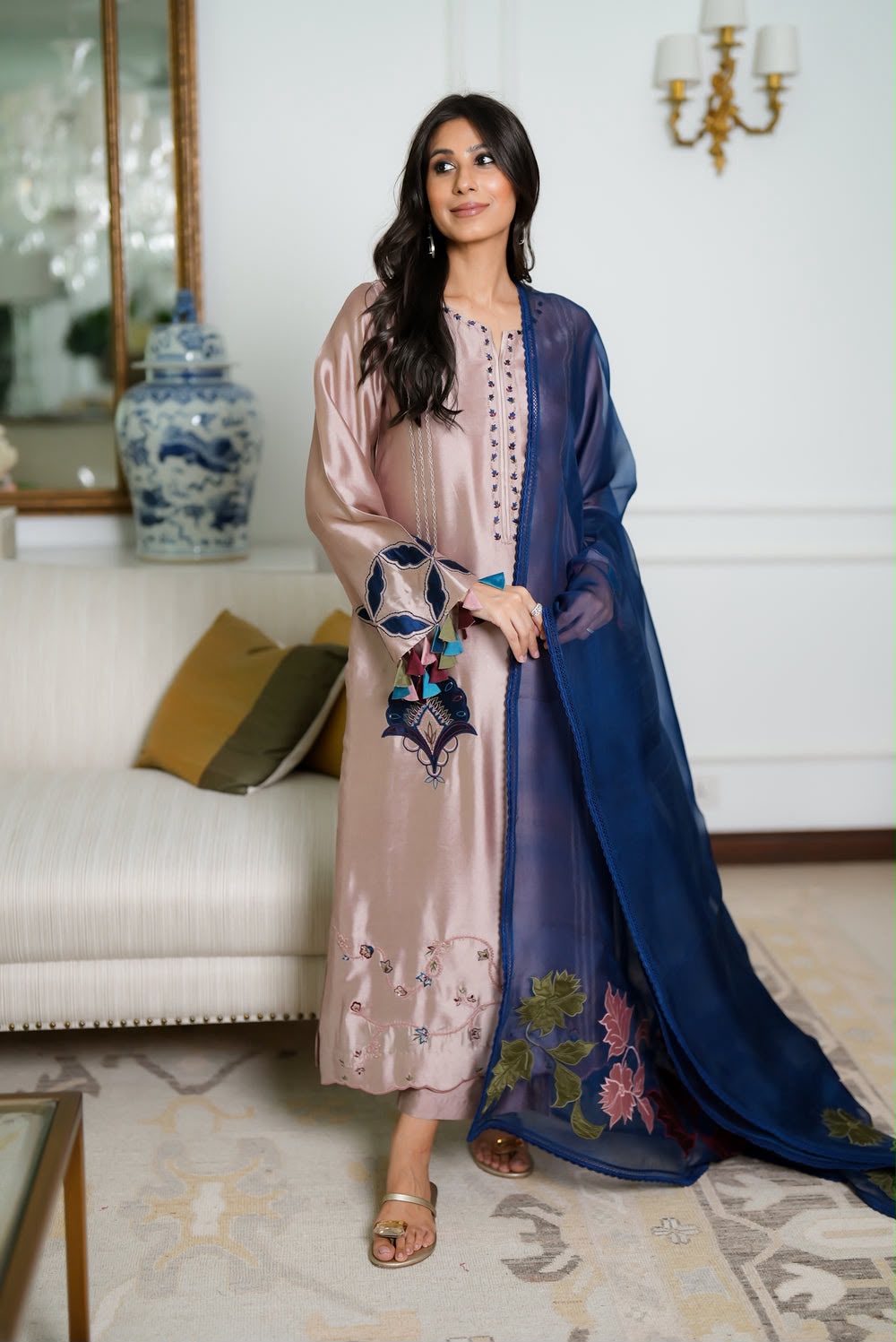Zara Jahan- shamooz silk 3pc suit Dress D- 421
