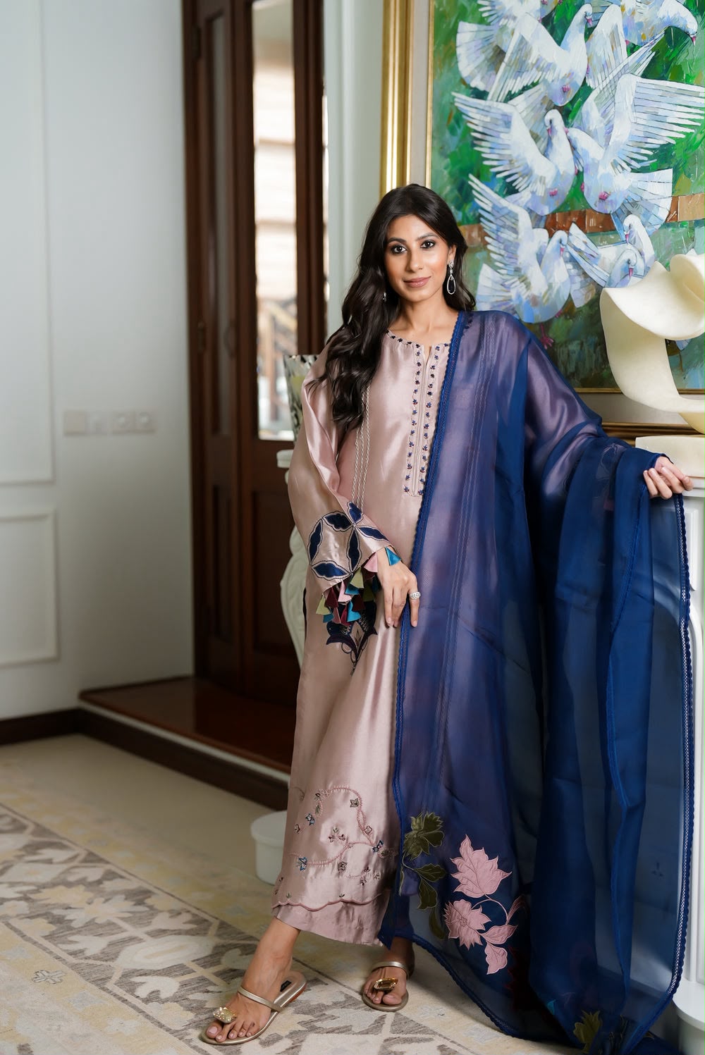 Zara Jahan- shamooz silk 3pc suit Dress D- 421