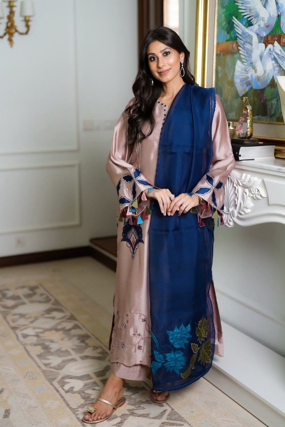 Zara Jahan- shamooz silk 3pc suit Dress D- 421