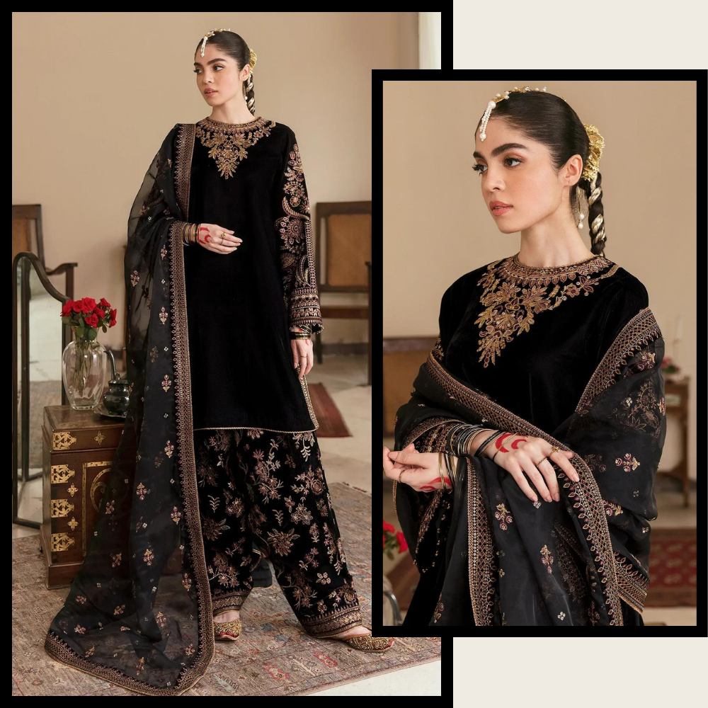 ZARA JAHAN 621 Embroidered Velvet Dress With Organza embroidered Dupatta